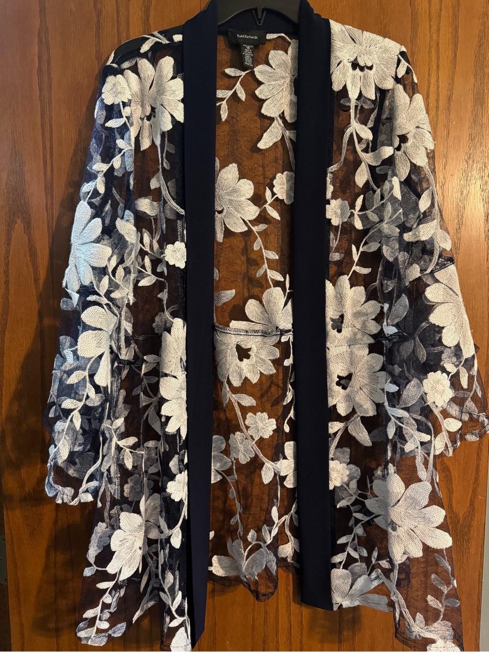 R&M Richards Black Label with White Embroidered Floral Detail